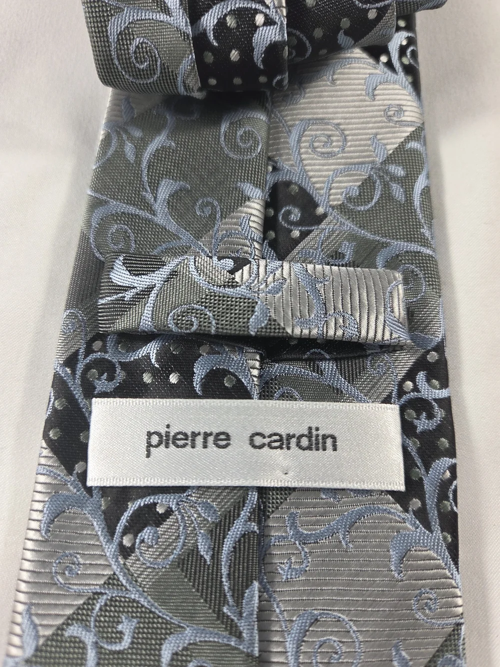 Pierre Cardin Gray and Light Blue Patterned Men's Tie